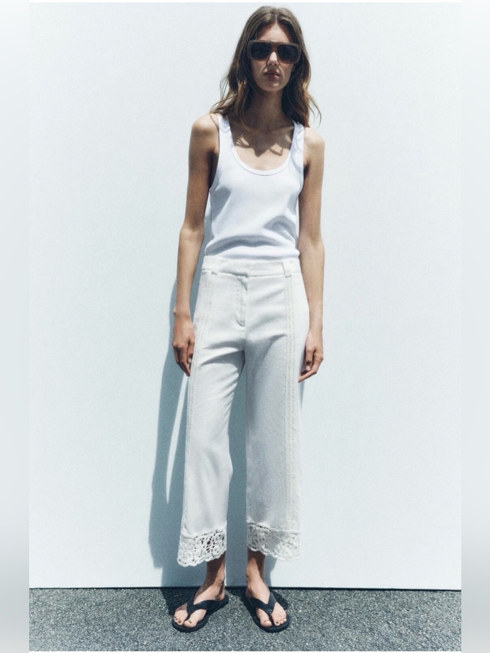 Zara Embroidered Cropped Trousers